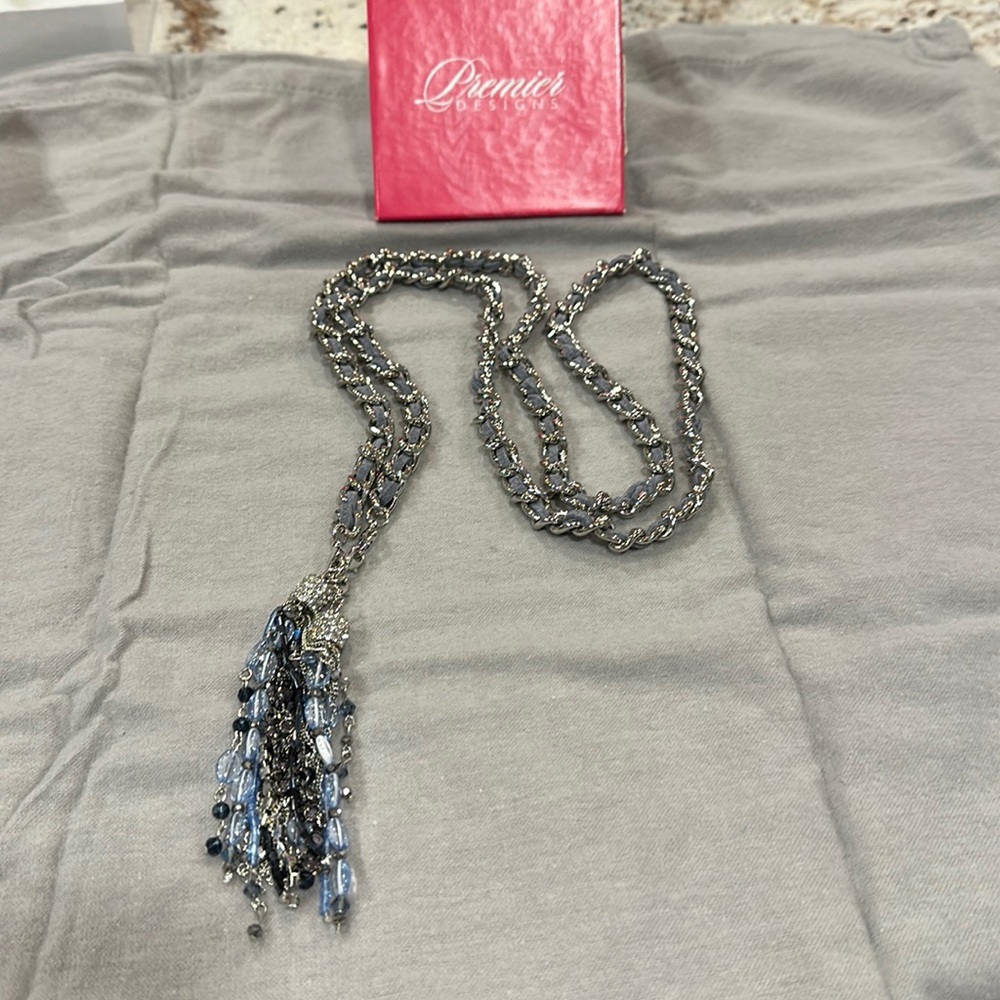 Women’s Long Silver Tassels Necklace
